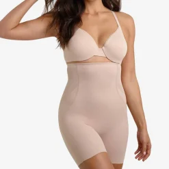 Panty gainant taille haute beige en nylon