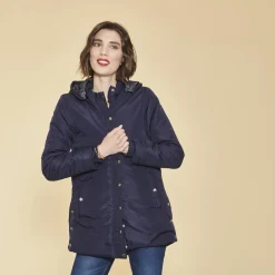 Parka avec capuche amovible femme - Bleu
