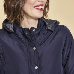 Parka avec capuche amovible femme - Bleu