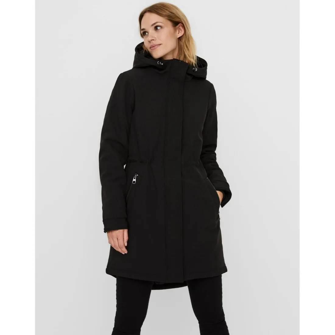Parka Capuche Au-dessus du genou noir