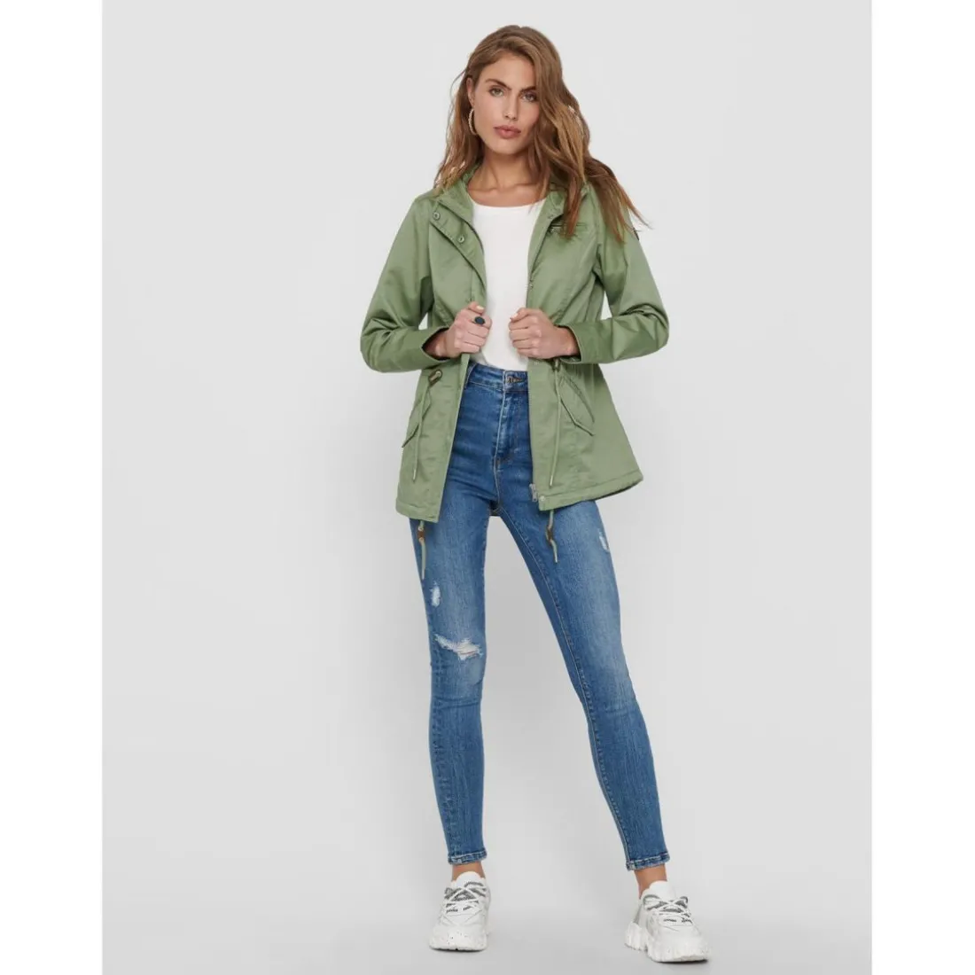 Parka Capuche Mancherons vert
