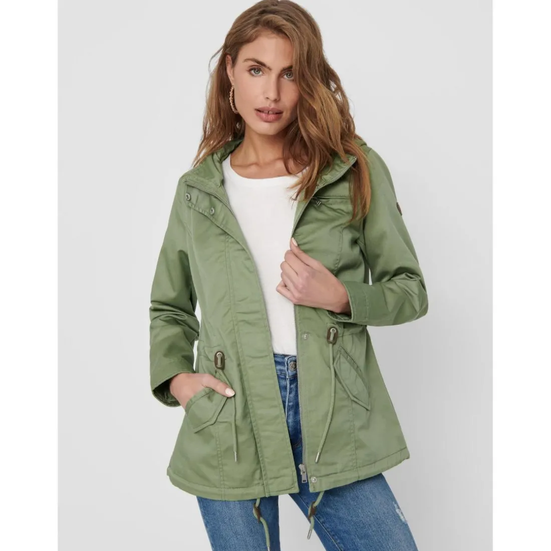 Parka Capuche Mancherons vert