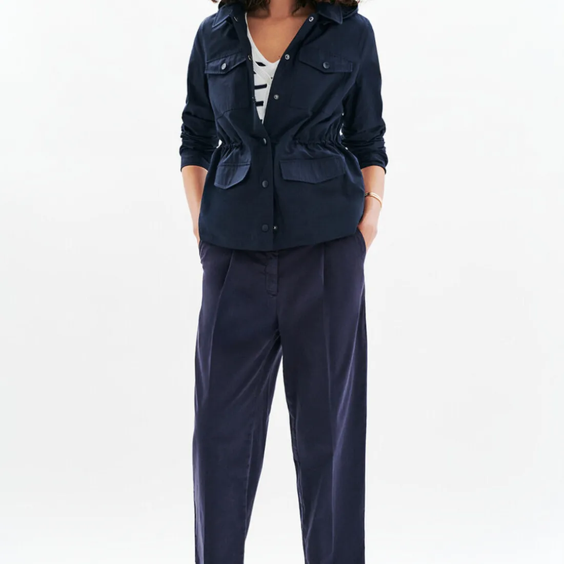 Parka femme bleu en coton