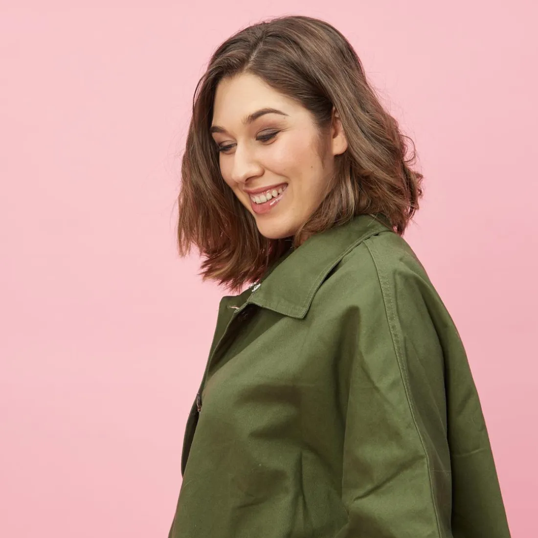 Parka poncho col chemise et boutons femme - Vert