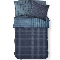 Parure de lit 2 personnes Coton 57 Fils Indra Carreau