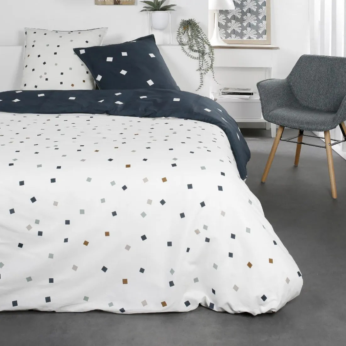 Parure de lit 2 personnes Coton 57 Fils Garance
