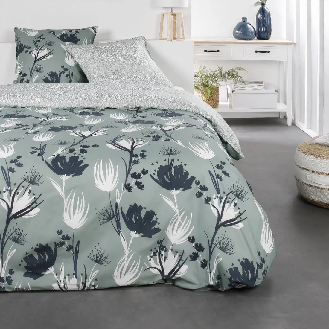 Parure de lit 2 personnes Coton 57 Fils Micka