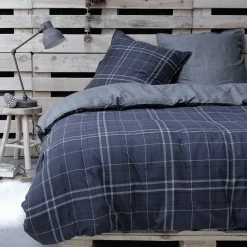 Parure de lit 2 personnes Megeve Bleu en Coton