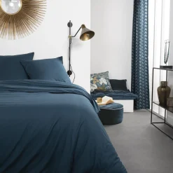 Parure de lit 2 personnes en Coton Bleu