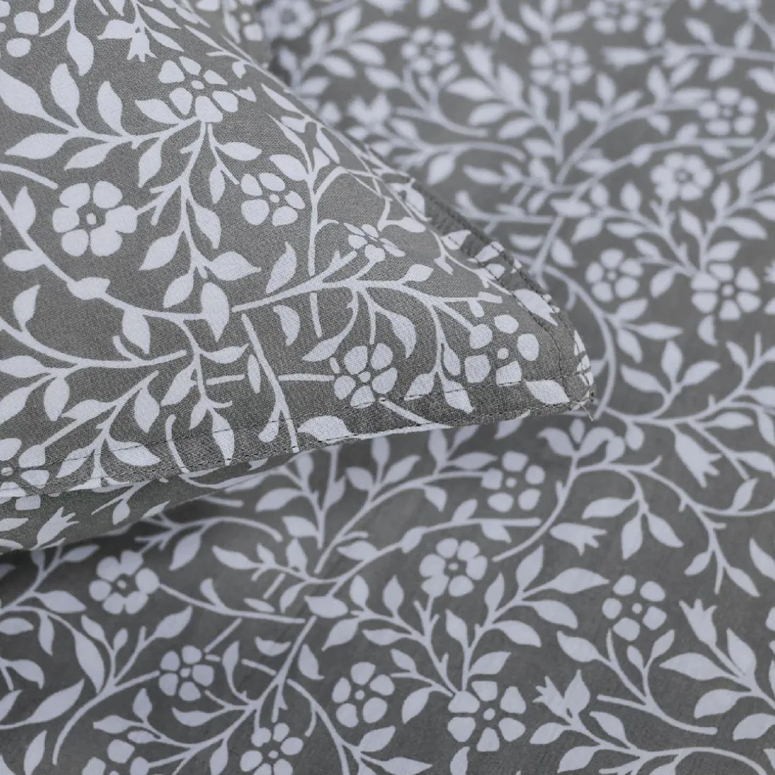Parure de lit Céladon 2 personnes Coton 57 Fils INDIAN FLOWERS