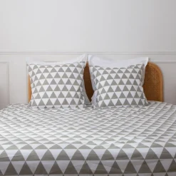 Parure de lit en Coton LORENZ- Gris/Blanc