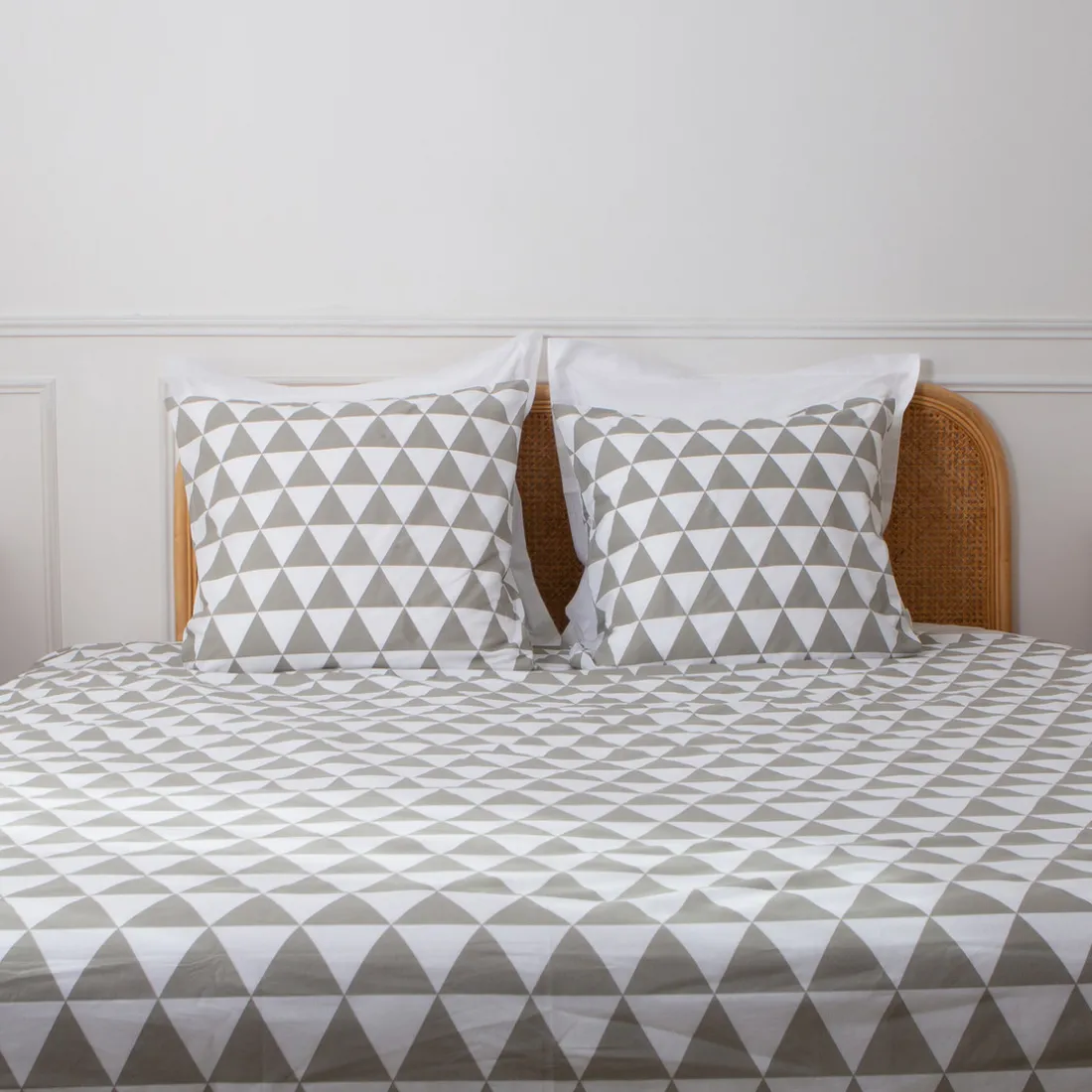 Parure de lit en Coton LORENZ- Gris/Blanc