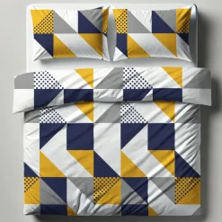 Parure de lit en coton TRIGONE - Bleu