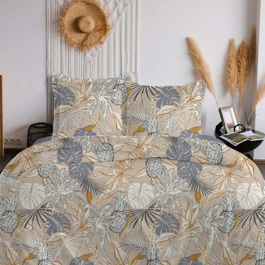 Parure de lit Housse de couette +2Taies 240X220 BORNEO beige