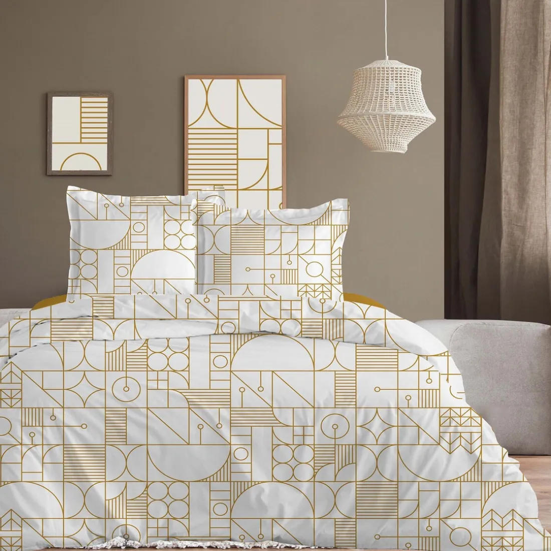 Parure de lit Housse de couette +2Taies 240X220 OSLO ocre
