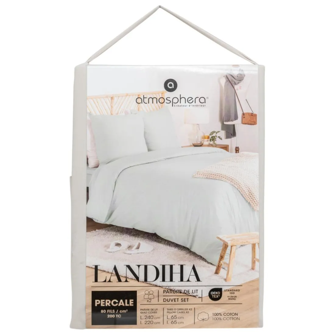 Parure de lit Landiha Percale beige lin 240x220cm