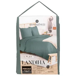 Parure de lit Landiha 240x220cm Percale vert jade