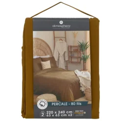 Parure de lit percale jaune ocre 240x220cm