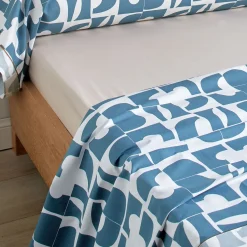 Parure Drap plat 240 x 300 cm + 2 taies 65 x 65 + DH CRAFT Bleu paon