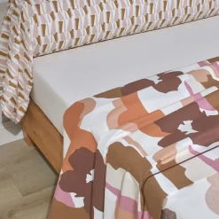 Parure drap plat 240 x 300 cm + 2 taies 65 x 65 percale POP TERRA COTA