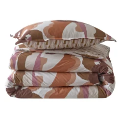 Parure drap plat 240 x 300 cm + 2 taies 65 x 65 percale POP TERRA COTA