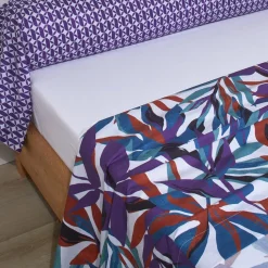 Parure drap plat 240 x 300 cm + 2 taies 65 x 65 percale EQUINOXE Violine