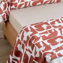 Parure Drap plat 240 x 300 cm+ 2 taies 65 x 65 + DH CRAFT Terra Cota