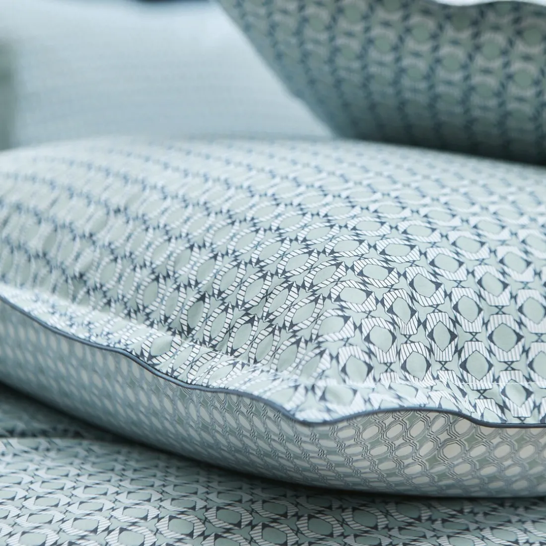 Parure drap plat 240 x 300 cm+ 2 taies 65 x 65 percale DANDY Sauge