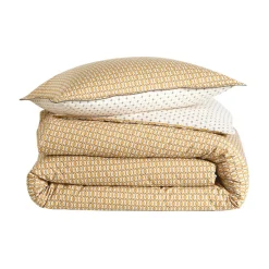 Parure drap plat 240 x 300 cm + 2 taies 65 x 65 percale DANDY Ocre
