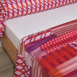 Parure drap plat 240x230cm + 2 taies 65 x 65 satin FUSION Ultraviolet