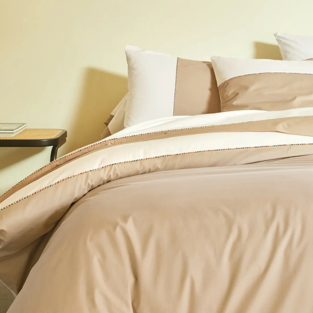 Parure DUO Drap plat 240x300 + 2 Taies d'oreiller 65x65 + Drap Housse 140x190-Chanvre