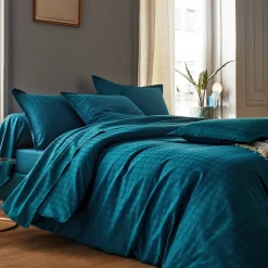 Parure Housse de Couette 2 Taies d'oreiller PALACE Bleu paon