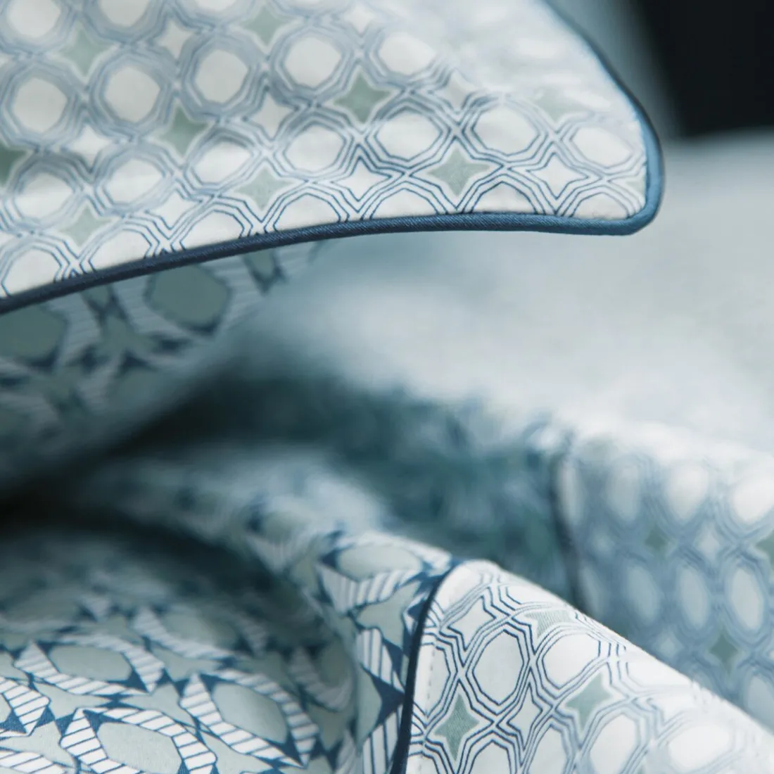 Parure Housse de couette + 2 taies 65 x 65 percale DANDY Sauge
