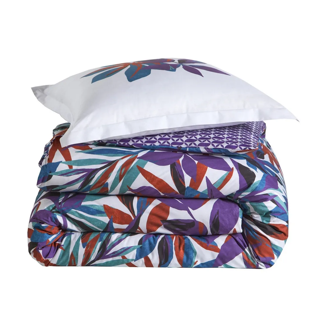 Parure Housse de couette + 2 taies 65 x 65 percale EQUINOXE Violine