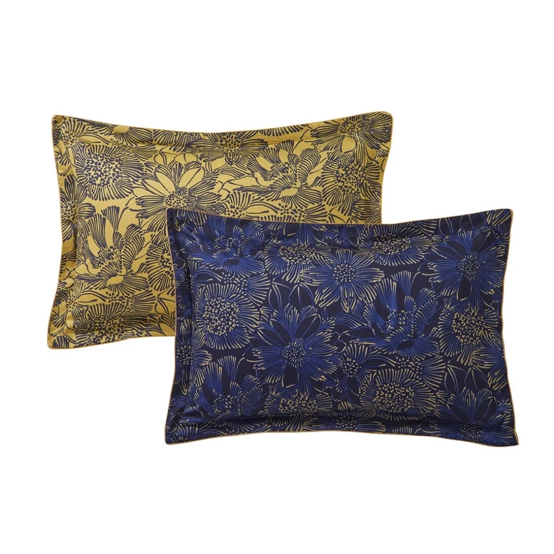 Parure Housse de couette + 2 taies satin 65 x 65 ELIXIR Indigo