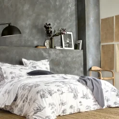 Parure Housse de Couette et2 Taies d'oreiller BourdonGraphi Blanc