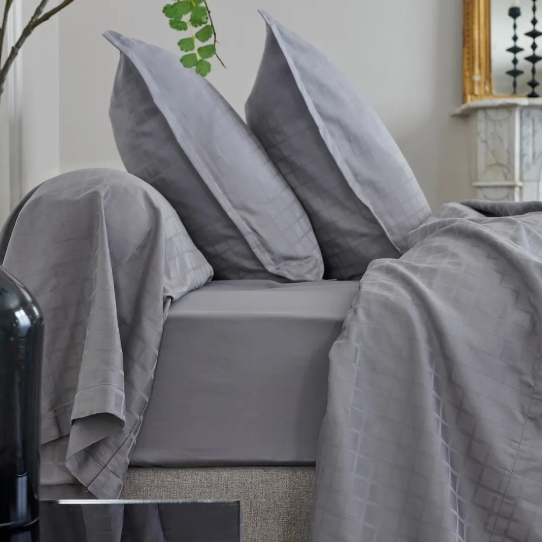 Parure Housse de Couette 2 Taies d'oreiller PALACE - Ardoise