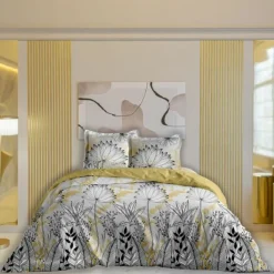 PARURE HOUSSE DE COUETTE DECOR CHIC OCRE 240 X 220 + 2 TAIES