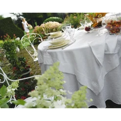 Parure Nappe Encadrée et 6 Serviettes Blanc