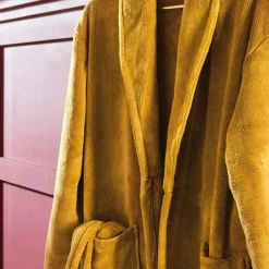 Peignoir bain col châle microfibre ATHENA curry