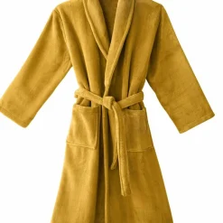 Peignoir bain col châle microfibre ATHENA curry