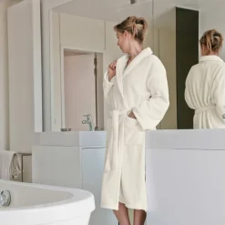 Peignoir bain col châle microfibre ATHENA ivoire