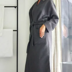 Peignoir bain nid d'abeille MANOIR Anthracite