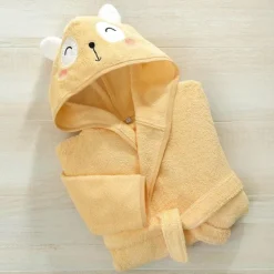 Peignoir de bain enfant BABY en coton jaune pale