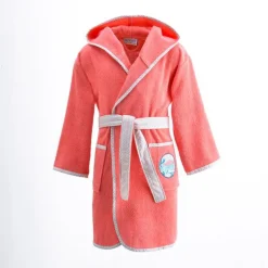 Peignoir de bain enfant en coton PETITES BETES rose corail