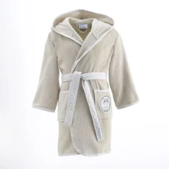 Peignoir de bain enfant PETITES BETES beige grège en coton