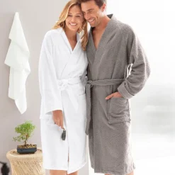 Peignoir de bain LAUREAT rose bois de rose en coton