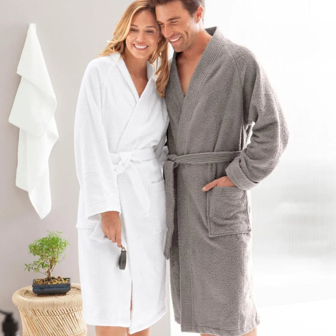 Peignoir de bain LAUREAT rose bois de rose en coton