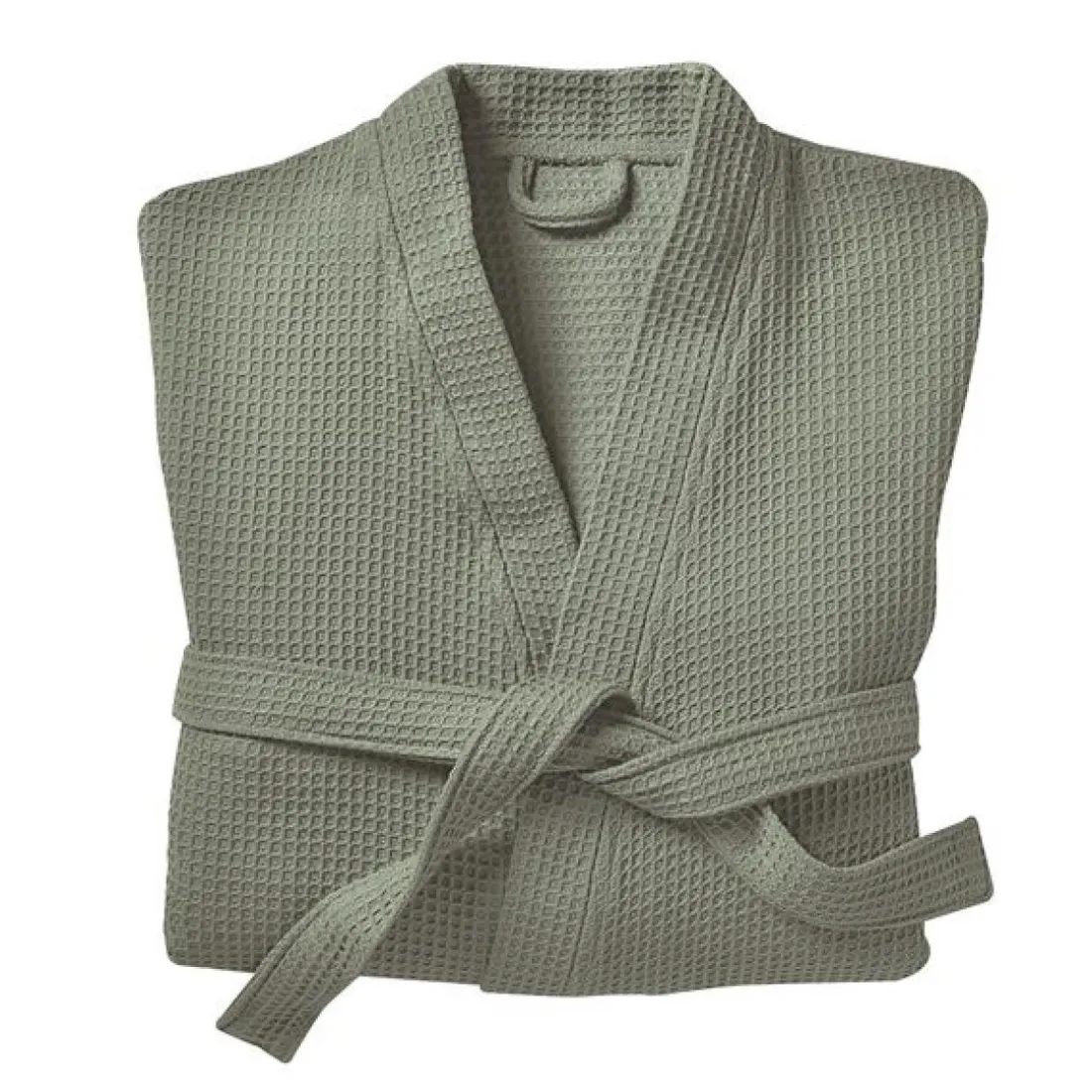Peignoir de bain NID D'ABEILLE vert kaki en coton
