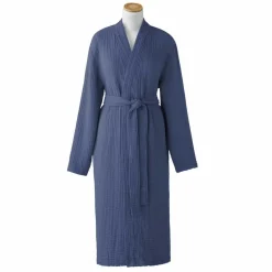 Peignoir en gaze de coton S/M, Bonheur Encre bleu